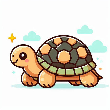 Cute cartoon turtle. Vector illustration isolated on a white background.のイラスト素材