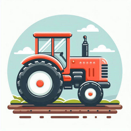 Tractor. Agricultural machinery. Vector illustration in flat cartoon style.のイラスト素材
