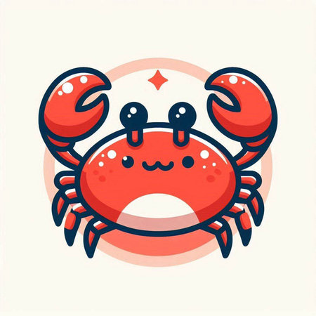 Cute cartoon crab. Vector illustration of a cute crab on a light background.のイラスト素材