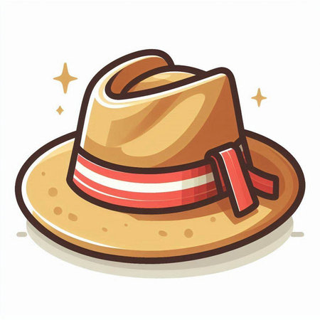 Straw hat isolated on white background. Vector illustration in cartoon style.のイラスト素材
