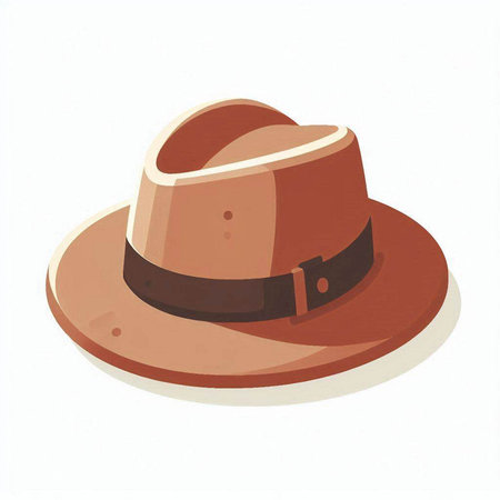 Illustration of a brown hat on a white background, vector illustrationのイラスト素材