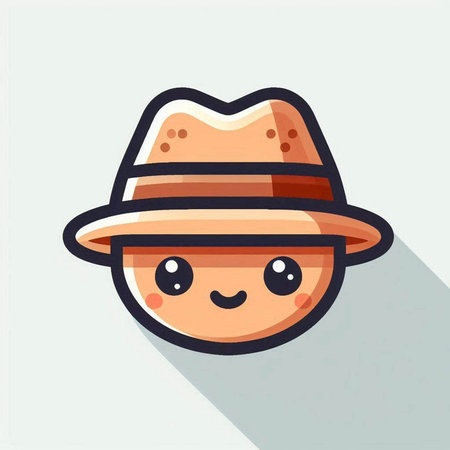 Cute smiling hat icon, vector illustration. Flat design style with long shadowのイラスト素材