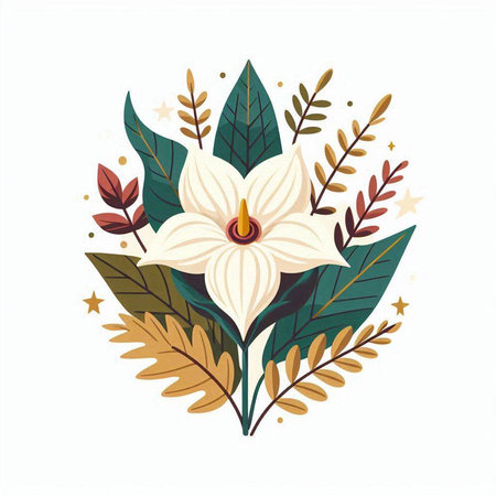 floral decoration with leafs and flowers isolated icon vector illustration designのイラスト素材