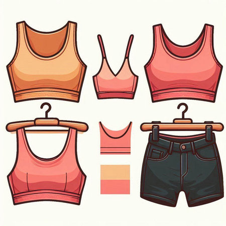 Women's clothing set. Vector illustration of a set of women's clothing.のイラスト素材