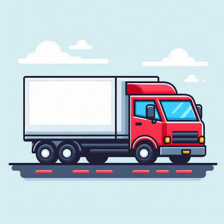 Truck on the road. Vector illustration in flat style. Side view.のイラスト素材