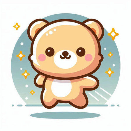 Cute teddy bear with stars on white background. Vector illustration.のイラスト素材