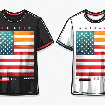 T-shirt design with American flag pattern, vector illustration eps 10のイラスト素材