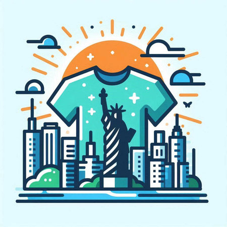 New York City flat line icon. Vector illustration for web design and mobile appのイラスト素材
