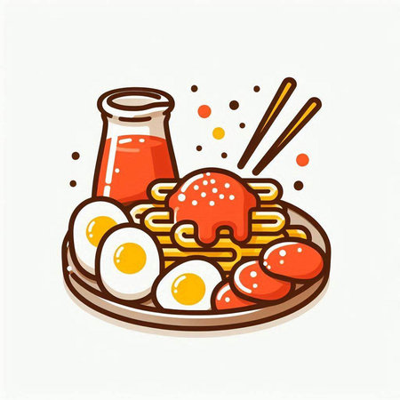 Bibimbap, japanese fast food vector illustration.のイラスト素材