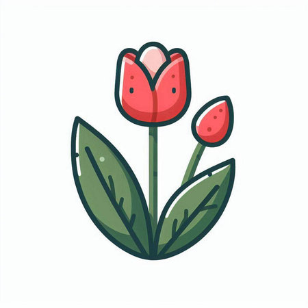 Tulip flower. Vector illustration in doodle style.のイラスト素材