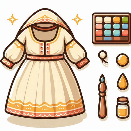 Illustration of a set of clothes and accessories for a young womanのイラスト素材