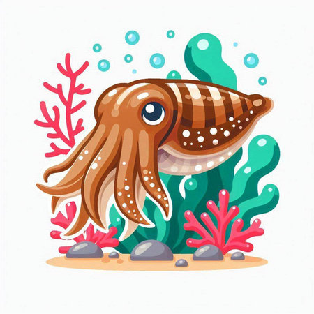 Sea animal. Octopus. Vector illustration of an underwater world.のイラスト素材