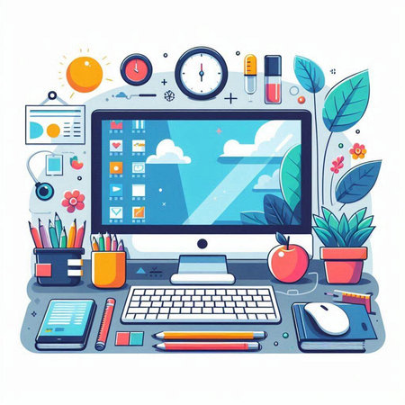 Modern flat design vector illustration concept of online education, e-learning, distance learning, webinar, webinar, training.のイラスト素材