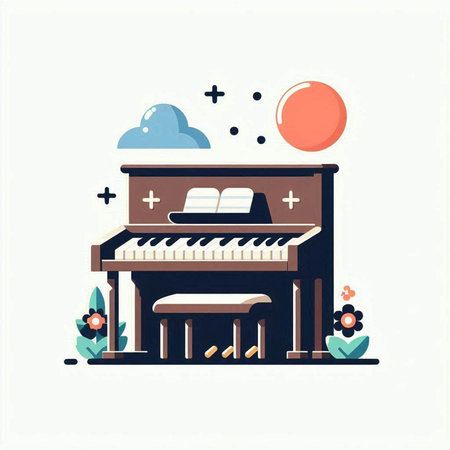Vector illustration of a piano in a flat style. Vector illustration.のイラスト素材