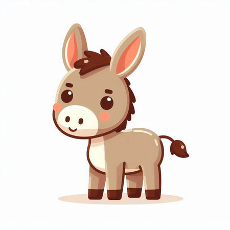 Cute cartoon donkey isolated on a white background. Vector illustration.のイラスト素材