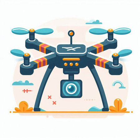 Drone quadcopter. Flat design vector illustration. Drone quadcopter.のイラスト素材