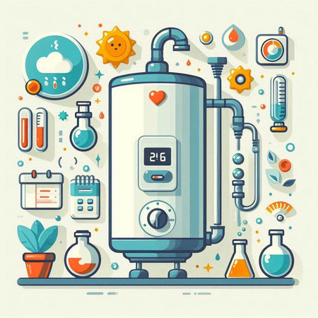 Flat design modern vector illustration concept of heating system in flat style.のイラスト素材