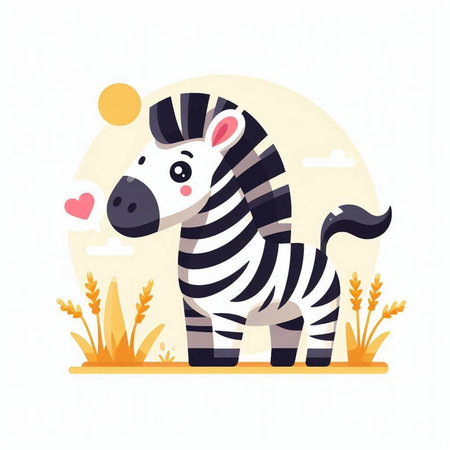 Cute zebra in flat style. Vector illustration for your designのイラスト素材
