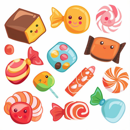Set of candies. Vector illustration isolated on a white background.のイラスト素材