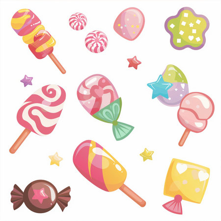 Set of colorful lollipops isolated on a white background.のイラスト素材