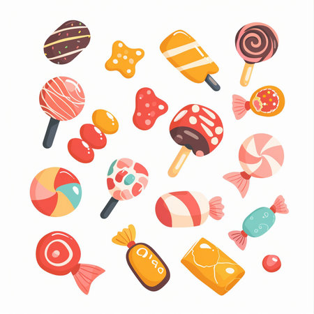 Colorful candies and lollipops. Vector illustration.のイラスト素材