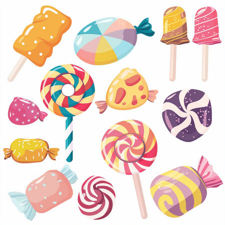 Lollipops, candies and lollipops vector set.のイラスト素材