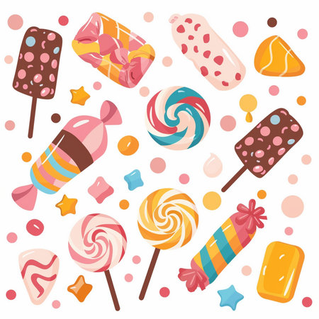Colorful candies and lollipops. Vector illustration.のイラスト素材