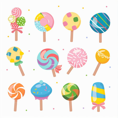 Set of colorful lollipops on white background. Vector illustration.のイラスト素材