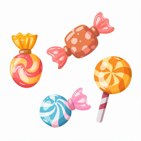 Colorful lollipops isolated on white background. Vector illustration.のイラスト素材