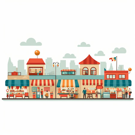 Cafe on the street. Vector illustration in flat design style.のイラスト素材