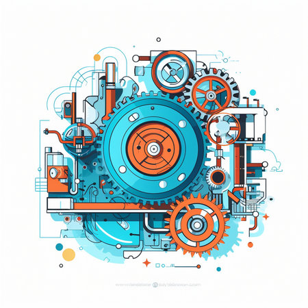 Abstract vector background with gear wheel mechanism. Engineering and technology concept.のイラスト素材