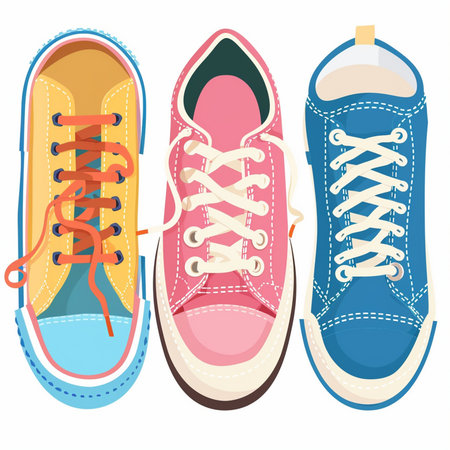 Sneakers isolated on white background. Vector illustration in flat style.のイラスト素材