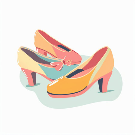 Women's shoes. Vector illustration in flat style. Isolated on white background.のイラスト素材