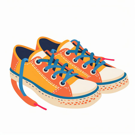 Colorful sneakers isolated on white background. Vector illustration in cartoon style.のイラスト素材