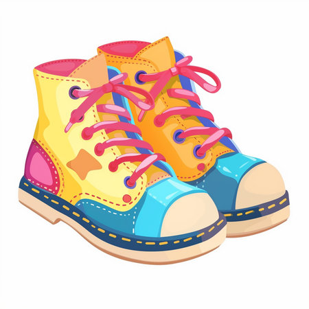 Children's shoes isolated on white background. Vector illustration in cartoon style.のイラスト素材