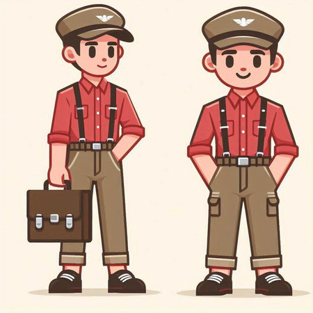Vector illustration of two male police officers in uniform with briefcase.のイラスト素材