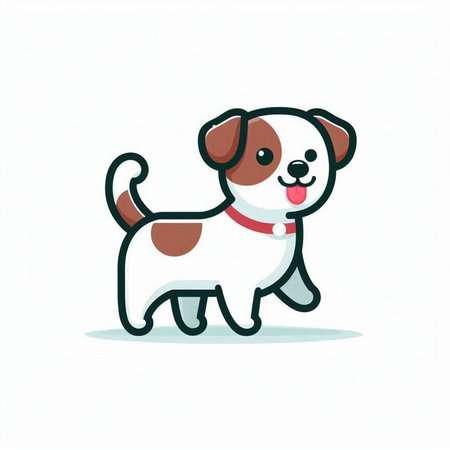 Cute cartoon dog. Vector illustration. Isolated on white background.のイラスト素材