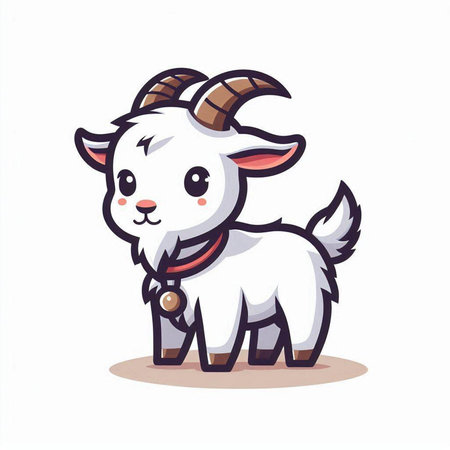 Goat cartoon vector illustration. Cute goat on white background.のイラスト素材