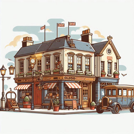 Cafe in Paris, France. Vector illustration. Vintage style.のイラスト素材