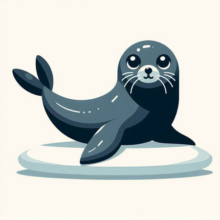 Cute seal on ice. Vector illustration in flat cartoon style.のイラスト素材