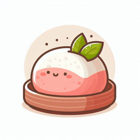 Ice cream ball on white background. Vector illustration. Cartoon style.のイラスト素材