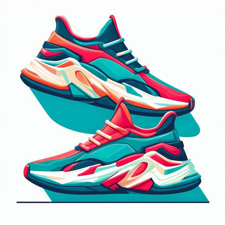 Vector illustration of a pair of running shoes. Isolated on white background.のイラスト素材