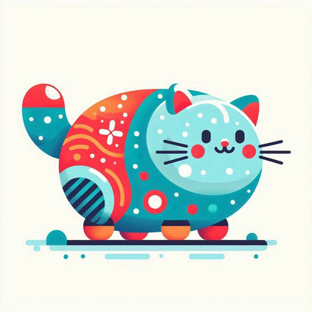 Cute cartoon cat. Colorful vector illustration in flat style.のイラスト素材