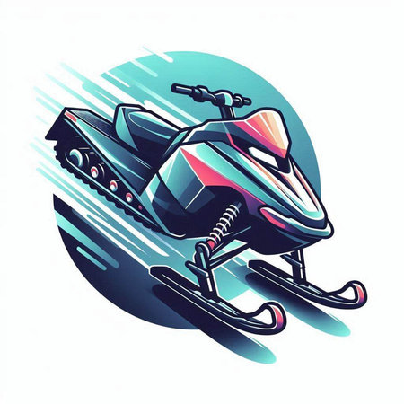Snowmobile. Vector illustration of a snowmobile on a white background.のイラスト素材