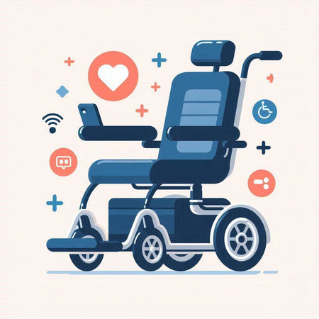 Wheelchair. Modern flat style vector illustration for web, site, advertising, banner, poster, board and print.のイラスト素材