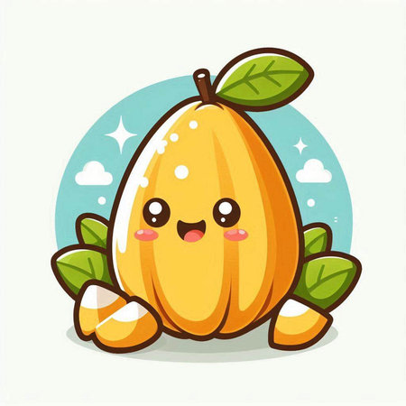 Cute cartoon kawaii pumpkin character. Vector illustration of a pumpkin.のイラスト素材