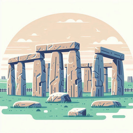 Stonehenge, stonehenge of ancient Greece, vector illustrationのイラスト素材
