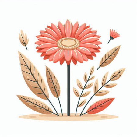 Pink gerbera flower isolated on white background. Vector illustration.のイラスト素材