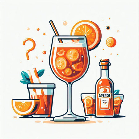 Cocktail with orange, lime and mint. Vector illustration.のイラスト素材