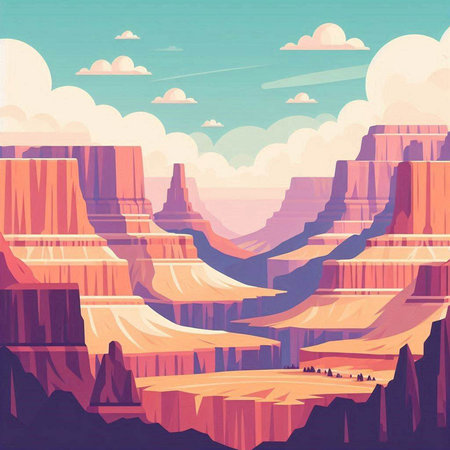 Landscape of Grand Canyon, Arizona, USA. Vector illustration.のイラスト素材